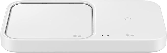 15W Wireless Charger Duo w/USB C Cable, Dual Charging, Cordless Super Fast Charging Pad for Galaxy Phones and Devices, Compact Design, LED Indicator, 2022, US Version, White
