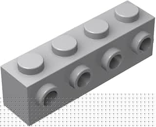 32 Piece Brick, 1 x 4 with Studs on Side, Light Gray, Compatible with Lego Parts and Pieces