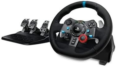 Logitech G Dual-Motor Feedback Driving Force G29 Gaming Racing Wheel with Responsive Pedals for PS5, PS4, PC, and Mac Bundle with 4-Port 3.0 USB Hub (2 Items)
