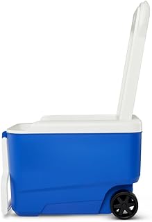 38 QT Hard Sided Rolling Cooler with Wheels & Tow Handle, Leak-Proof Insulated Ice Chest, UV Weather Resistant Portable Outdoor Cooler for Beach Camping Picnic