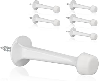 6 Pack Solid Rigid Door Stops - Heavy Duty Door Stoppers Wall Protector with Soft Rubber Tips, White