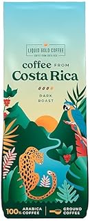 Coffee from Costa Rica, Dark Roast Ground, by Liquid Gold, 1 bag 12oz (340 grams), Improved Roast Profile, 100% Fresh Arabica Beans, Local Authentic Sourced Coffee from Coopeagri Farm, Roasted in Small Batches, Made and Roasted in USA