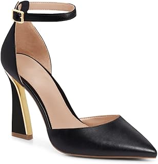 Womens Pumps Point Closed Toe Heels Buckle Ankle Strap D'Orsay Heeled Sandals