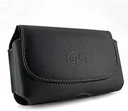 Samsung Galaxy S3 Mini Black Leather Case Pouch With Rounded Flap Hidden Magnetic Closure Built In Belt Clip And Belt Loop