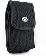 Black Vertical Rugged Canvas Case Cover Protective Pouch Belt Holster Clip for Samsung Galaxy S4 (GT-i9500) - Samsung Galaxy S5 (SM-G900F / SM-G900H)