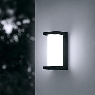 Modern Outdoor Wall Lights,18W LED Sconce Light Fixtures, Wall Mounted Lamps,Aluminum Matte Black House Light,IP65 Waterproof for Courtyard, Garage, Terrace, Porch, Stairs (Black, 6000K)