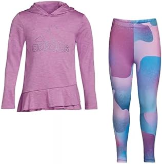 Girls Curved Front Hooded Mélange Shirt Top & Tight Set