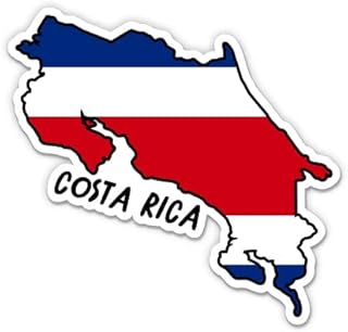 Squiddy Costa Rica Map with Flag - Vinyl Sticker Decal for Phone, Laptop, Water Bottle - 3"