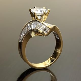Gold Plated Cubic Zirconia Shining Stone Engagement Rings Wedding Bridal Band Promise Rings Evening Parties Anniversary Valentine's Day Gifts Eternity Bands for Women