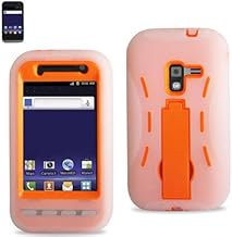 Reiko SLCPC06-SAMR920CLORG Premium Fashionable Durable Hybrid Combo Case with Kickstand Samsung Galaxy Attain 4G (R920) - 1 Pack - Retail Packaging - Clear/Orange