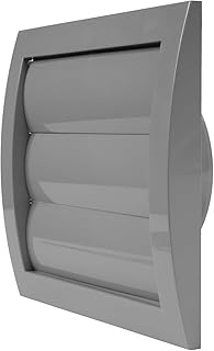 4" Inch Gray Gravity HVAC Louver Vent Cover – UV-Resistant ABS Plastic Exterior Wall Vent – Automatic Backdraft Damper with Protective Mesh – Lüft-00001-G