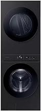 Bespoke AI Laundry Hub 4.6 Cu. Ft. Large Capacity Washer and 7.6 Cu. Ft. Gas Dryer Stack, with Flex Auto Dispense System, Brushed Black, WH46DBH500GVA3