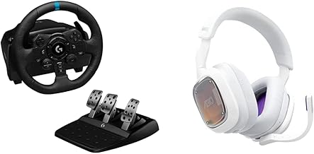 Logitech G923 Racing Wheel and Pedals for PS 5, PS4 and PC featuring TRUEFORCE up to 1000 Hz Force Feedback, Responsive Pedal Astro A30 LIGHTSPEED Wireless Gaming Headset