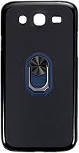 Flexible Case + Ring Holder Compatible with Samsung Galaxy Mega 5.8 I9150 Phone Shockproof Cover & Magnetic Mecha Style Finger Grip Kickstand (Black+BlueRing)