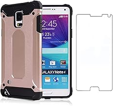 Asuwish Compatible with Samsung Galaxy Note 4 and Tempered Glass Screen Protector Cover Cell Accessories Rubber Full Body Slim Silicone Phone Cases for Glaxay Note4 N910A Not Notes Women Men Rose Gold