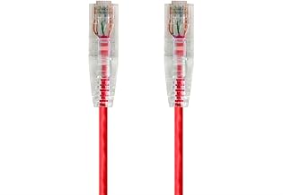 Monoprice Cat6 Ethernet Patch Cable - Snagless, Stranded, 550MHz, UTP, CMR Rated, 28AWG, 5 Feet, Red - SlimRun Series