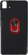 Flexible Case + Ring Holder Compatible with BQ Aquaris E5 Phone Shockproof Cover & Magnetic Mecha Style Finger Grip Kickstand (Black+RedRing)