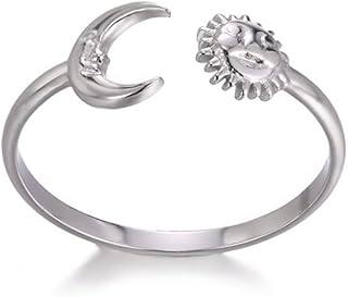 Sun and Moon Rings Stainless Steel Crescent Sun Rings for Women Gold Open Ring Middle Index Finger Jewelry Gift