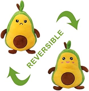 Avocado Reversible Mood Plushie Stuffed Animal Double-Sided | Green and Yellow | Show Your Mood Without Saying a Word New Model Now with Crinkle Sensory Material