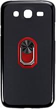 Flexible Case + Ring Holder Compatible with Samsung Galaxy Mega 5.8 I9150 Phone Shockproof Cover & Magnetic Mecha Style Finger Grip Kickstand (Black+RedRing)