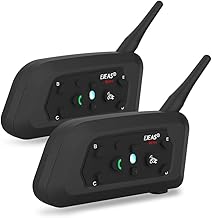 EJEAS V6 Pro Bluetooth Communication Systems Headset with 1200m Waterproof/Noise Reduction/Hands-Free Calls/Music & GPS, Motorbike/ATV/Dirt Bike/Skiing/Motorcycle Helmet Intercom(2 Pack)