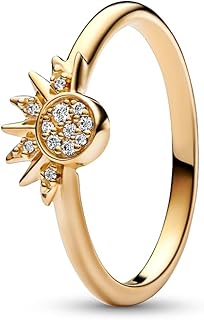 Celestial Sparkling Sun Ring Shine 14k Gold-Plated Ring for Women with Cubic Zirconia - Layering or Stackable Ring - Gift for Her - With Gift Box