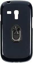 Flexible Case + Ring Holder Compatible with Samsung Galaxy S3 Mini i8190 Phone Shockproof Cover & Magnetic Mecha Style Finger Grip Kickstand (Black+BlackRing)