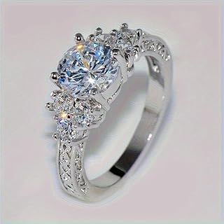 Exquisite Luxury Inlay Shiny Zirconia Engagement Ring for Women Wedding Elegant Jewelry Proposal Gift