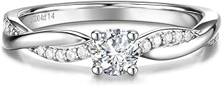 Symphony of Vows 0.4-1.1 Ct. Tw. Lab Grown Diamond Petite Twisted Vine Ring in Sterling Silver (0.3-1 Carat Main Stone) Engagement Promise Anniversary Wedding Ring for Women (D-E, VS Clarity)