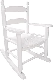 Kids Rocking Chair Wooden Comfy Recliner Rocker for Toddler Ages 3-6 Baby Child Lounge Chair Indoor Outdoor Children Playroom Anti-Tip Design Safe & Sturdy White