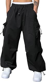 Men's Baggy Cargo Pants Trendy Casual Parachute Pant Loose Fit Harem Joggers with Pockets for Streetwear