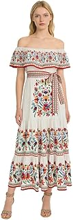 Womens Mexican Fiesta Dress Cinco De Mayo Spanish Cuban Dress with Belt