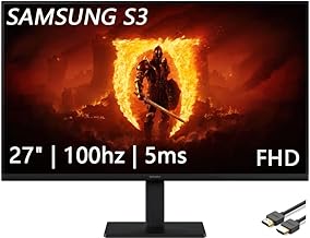 27" S3 Series IPS LED FHD Monitor, Game Mode, Eye Saver Mode, HDMI, D-sub, 100Hz Refresh Rate, Black, with HDMI Cable