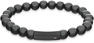 Men's Jewelry - Black Beaded Bracelet - Stretchy - 180 mm - Classic and Casual - Gifts for Men