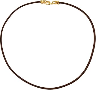DragonWeave Gold Plated 3mm Thick Brown Leather Cord Necklace