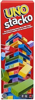 UNO Stacko Game for Kids & Family with 45 Colored Stacking Blocks & Loading Tray, Build & Play, Nights & Parties