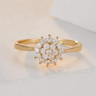 Exquisite Engagement Ring Sparkling Zirconia Lotus Flower Ring for Women Wedding Elegant Jewelry