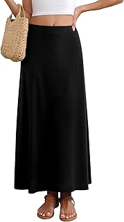 Women's Maxi Skirt Flowy A-line High Waisted Casual Long Skirts