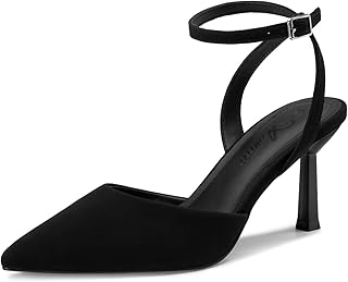 Women's Closed Pointed Toe 3 Inch High Heels Ankle Strap Stiletto Heel Wedding Party Dress Pumps Shoes
