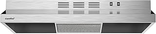 COMFEE' CVU30W2AST Range Hood 30 Inch Ducted Ductless Vent Hood Durable Stainless Steel Kitchen Hood for Under Cabinet with 2 Reusable Filter, 200 CFM, 2 Speed Exhaust Fan Silver