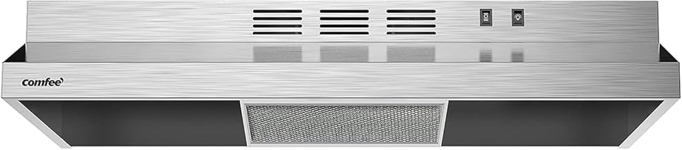 COMFEE' CVU30W2AST Range Hood 30 Inch Ducted Ductless Vent Hood Durable Stainless Steel Kitchen Hood for Under Cabinet with 2 Reusable Filter, 200 CFM, 2 Speed Exhaust Fan Silver