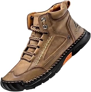2026 Upgrade Mens Handmade Leather Boots, Waterproof Wide Toe Casual Footwear, Lightweight Breathable Outdoor Walking Shoes With Arch Support, Non Slip Durable Boots For Work Hiking Daily Use