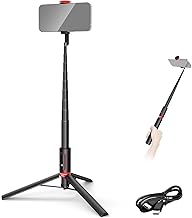 Basics PA991 Selfie Stick Tripod Compatible with iPhone Samsung Android, 57.9 Inch Metal Portable Lightweight Travel Mobile Phone Stand with Holder & Remote Control for Video Recording