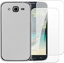 Case with 2 Pack Screen Protector Combo Compatible with Samsung Galaxy Mega 5.8 I9150, Shockproof Cover and Tempered Glass Set for Full Body Safety(White)