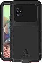LOVE MEI Compatible with Samsung Galaxy A71 5G Case, Waterproof Military Heavy Duty Shockproof Dust/Dirt Proof Hybrid Aluminum Metal+Silicone+Tempered Glass Case Hard Cover (Black)