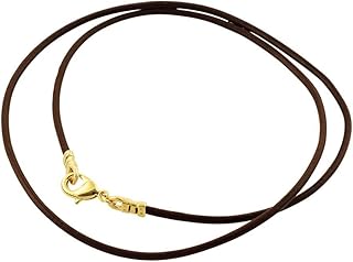 DragonWeave Gold Plated 1.8mm Fine Brown Leather Cord Necklace