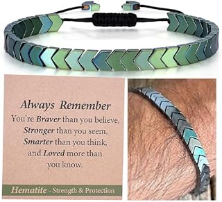 THEMEROL Natural Hematite Arrow Bracelet-Handmade Gifts for Him/Her-Strength/Protection-Unisex Style/Adjustable
