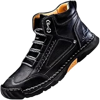 2026 Upgrade Mens Handmade Leather Boots, Waterproof Wide Toe Casual Footwear, Lightweight Breathable Outdoor Walking Shoes With Arch Support, Non Slip Durable Boots For Work Hiking Daily Use