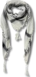 Traditional Palestinian Cotton Kuffiyeh Scarf, 47x47 Inch, Tasseled, Desert Tactical Arab Wrap, Made in Palestine