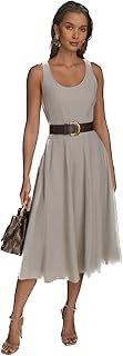 Linen Blend A-Line Midi Dress by Donna Karan